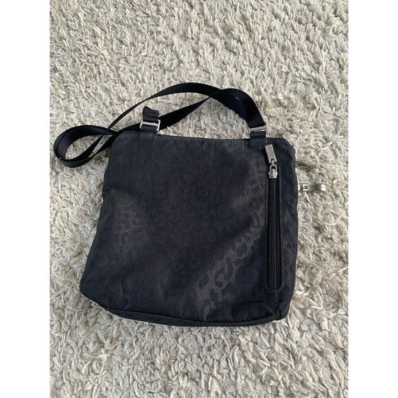 Baggallini Nylon Crossbody Black Leopard Print Zip Adjustable Travel Purse Bag - Picture 6 of 16
